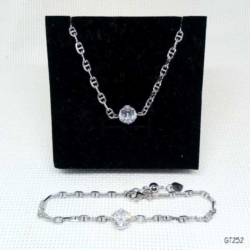 Gelang Tangan Rantai DD Solitare Perak 925 Lapis Mas Putih - GT252 Anak Remaja Dewasa