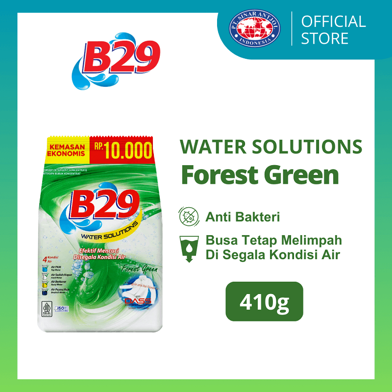 10000 B29 Sabun Detergent 410gr Forest Green Watersolution - Sabun Cuci Pakaian Bubuk