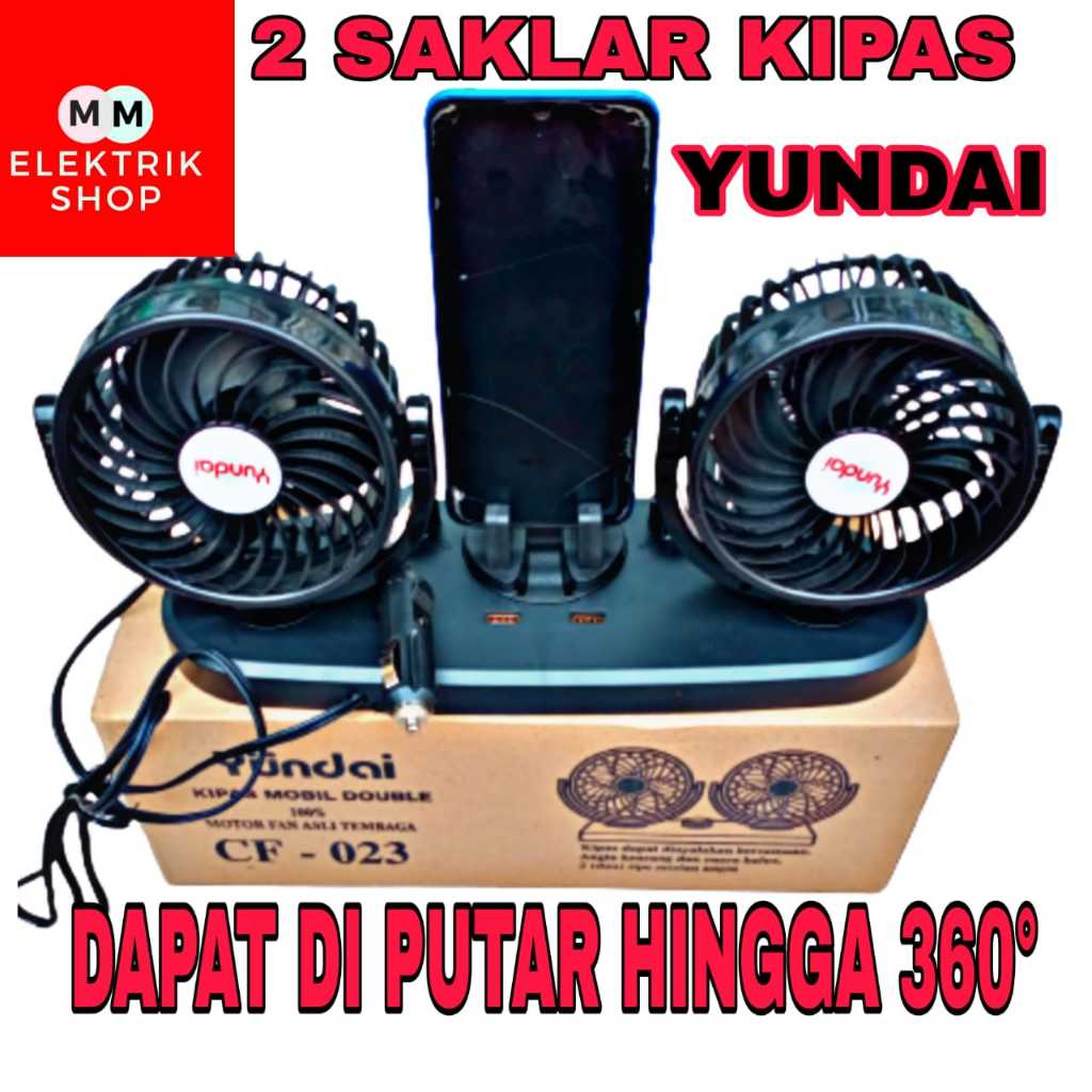 kipas Angin Mobil 2 Usb Phone Holder HP 24Volt YUNDAI