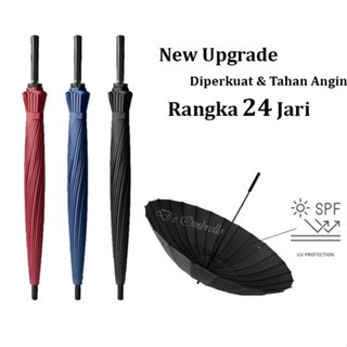 (103) Payung Tongkat Golf 24 Jari Polos / Payung Jumbo FREE SARUNG KAIN Premium Quality