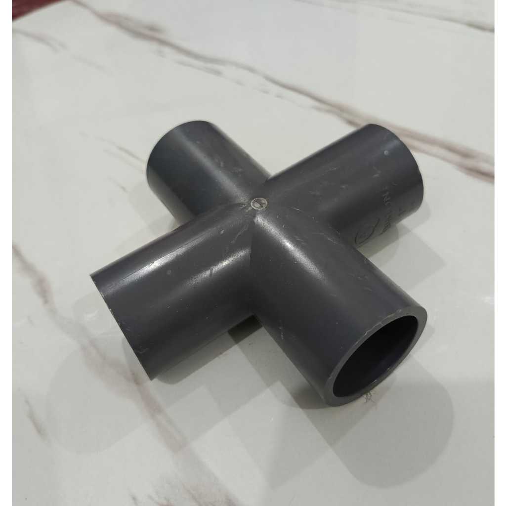 Sambungan Pipa Paralon berbentuk plus (+) ukuran 1" (1 Inch) Bentuk Palang.