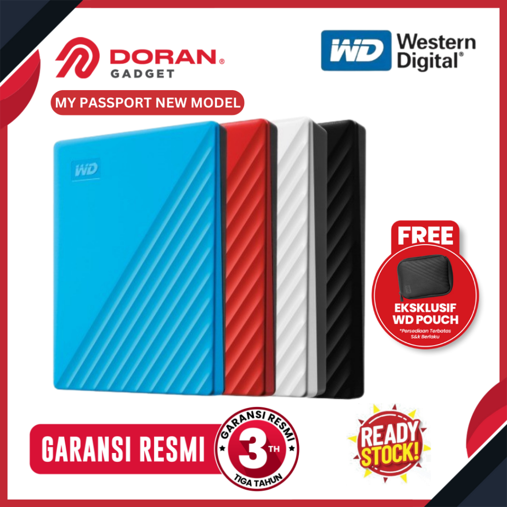 WD My Passport 4TB - Harddisk External 4TB - WD 4TB - Hardisk Eksternal WD - Garansi Resmi 3 Tahun