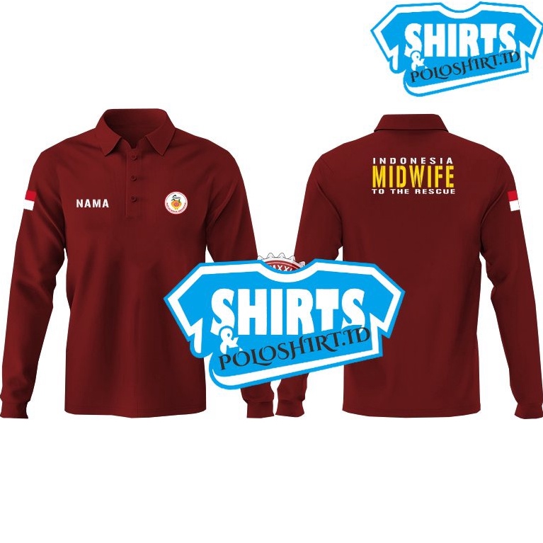 PROMO ALE Kaos Kerah  POLOSHIRT  KAOS POLO BIDAN LENGAN PANJANG  KAOS KERAH MIDWIFE BIDAN LENGAN PAN