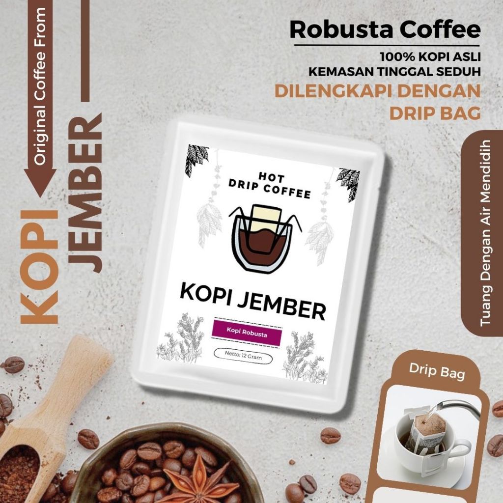 

Kopi Dripbag Jember Bubuk Robusta Original