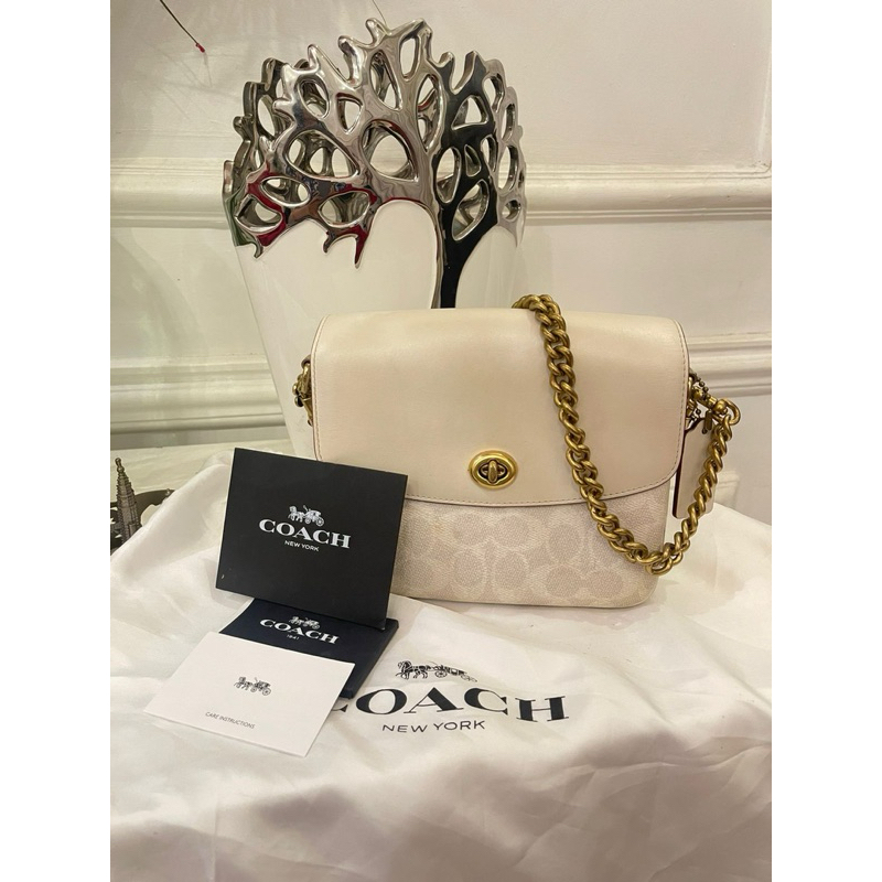 Preloved coach cassie white original butik