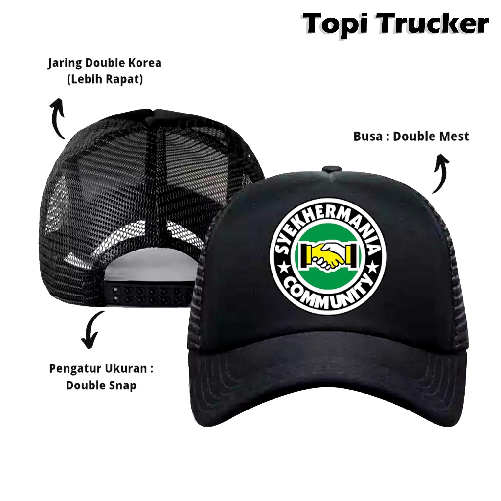 EXD - Topi Syekhermania Syeckher Mania Syekher Mania Topi Pria Wanita Trucker Jaring Custom Sablon L