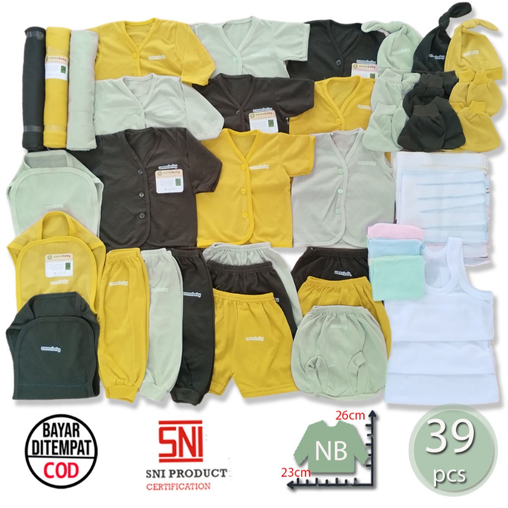 ummababyshop 39 pcs Set Baju Bayi Newborn SNI Paket Perlengkapan Baru Lahir New Born 0 3 Perempuan L