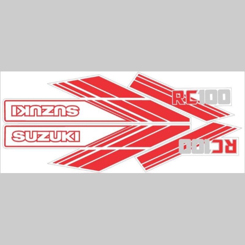 Sticker striping suzuki RC 100 rc 100 merah putih tahan pernis print cutting