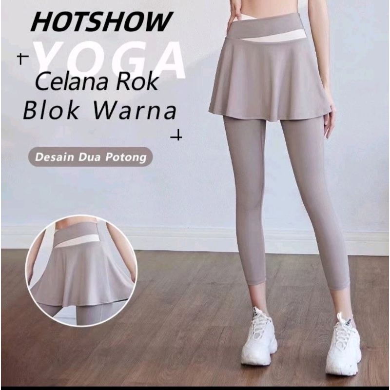 (PREMIUM+ROK) Celana Legging Rok Olahraga Wanita Hijab Sport High Waist Yoga Senam