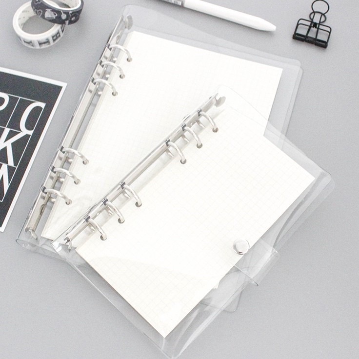 

Terbaru A6 A5Clear Soft PVC Notebook Binder Cover Planner 6Ring LooseLeaf Folder