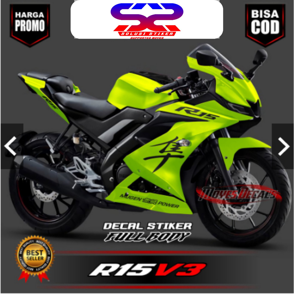 COD Stiker Decal R15 V3 Variasi Decal Motor R15 V3 Motif\Hijau Stabillo FullBody