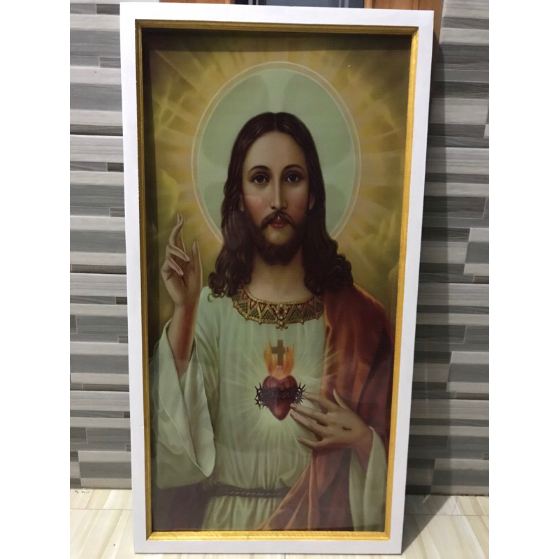 lukisan cetak gambar Yesus Kristus plus bingkai