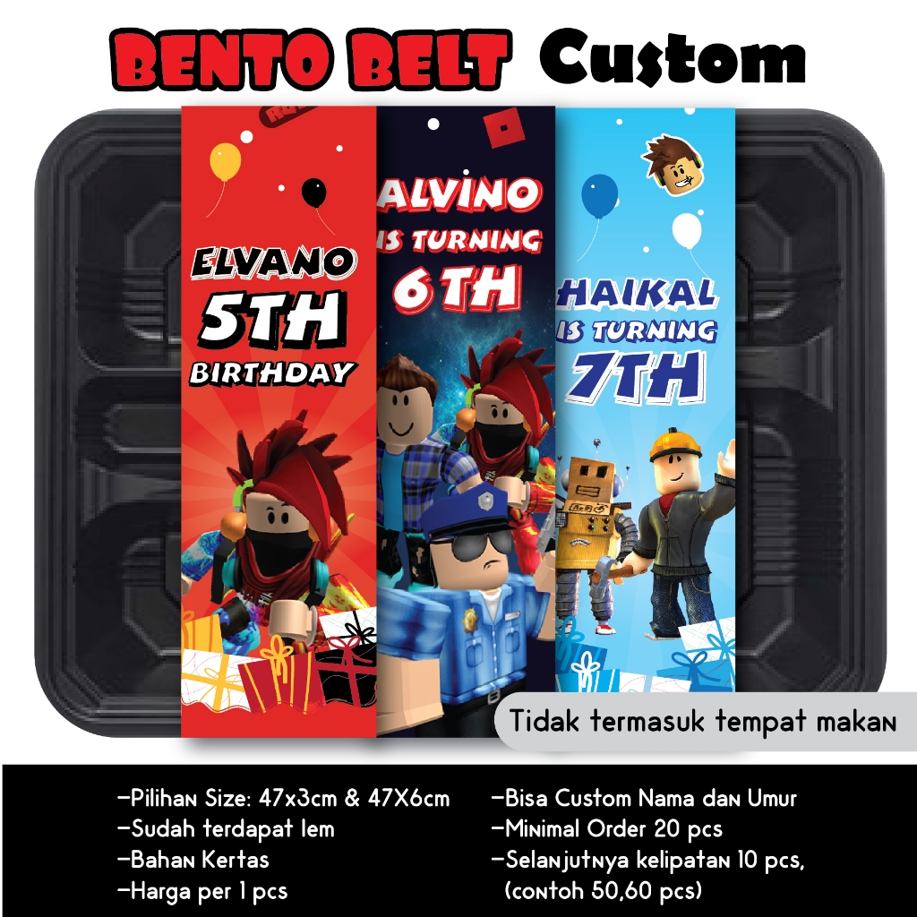 PAPER BELT ROBLOX CUSTOM NAMA PAPER BELT HAMPERS UCAPAN BENTO BELT NASI BOX KERTAS DEKORASI MAKANAN 