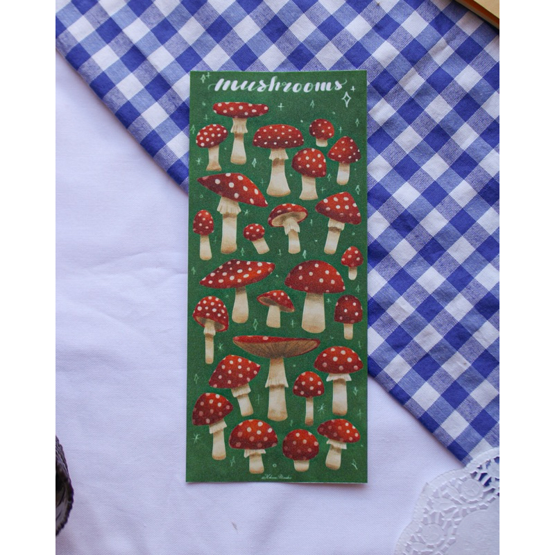 

Hibiscus Meadow Mushroom Cottagecore Sticker Deco Sheet