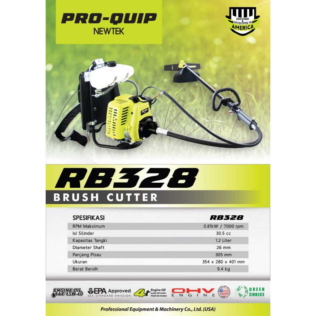 Mesin Potong Rumput Gendong 2 Tak PRO-QUIP RB328 / Portable Brush Cutter Pemotong Rumput PRO-QUIP RB
