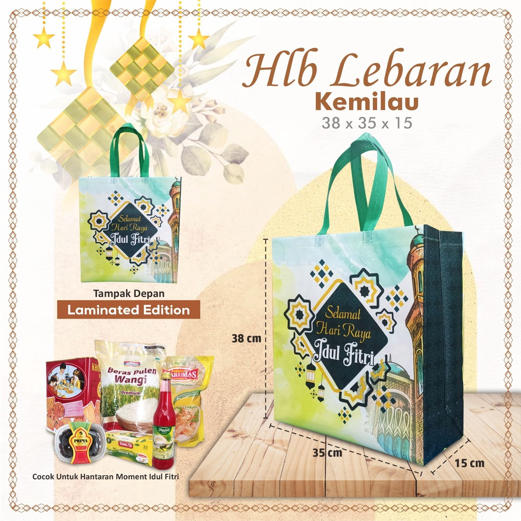 

HLB Tas Laminasi Lebaran | Tas Parsel Lebaran 38X35X15
