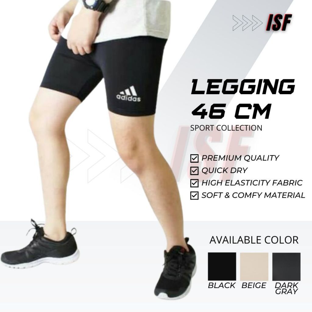 ISF Celana Legging Pendek Sport Pria Wanita UNISEX Olahraga 46cm Pants - Standart, Mizuno