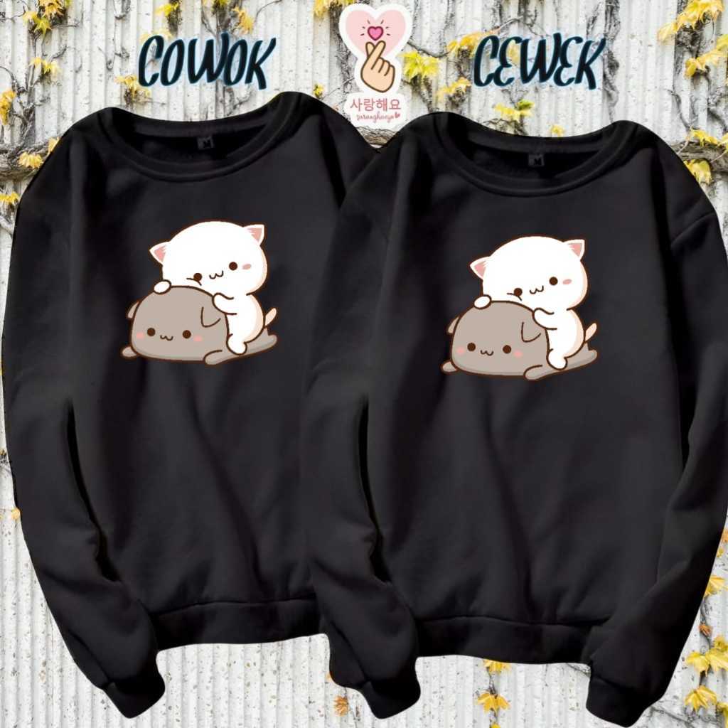 Baju Couple Pasangan Pacar Cat Lucu Lengan Panjang / Sweater Kapelan Pria Wanita Model Terbaru