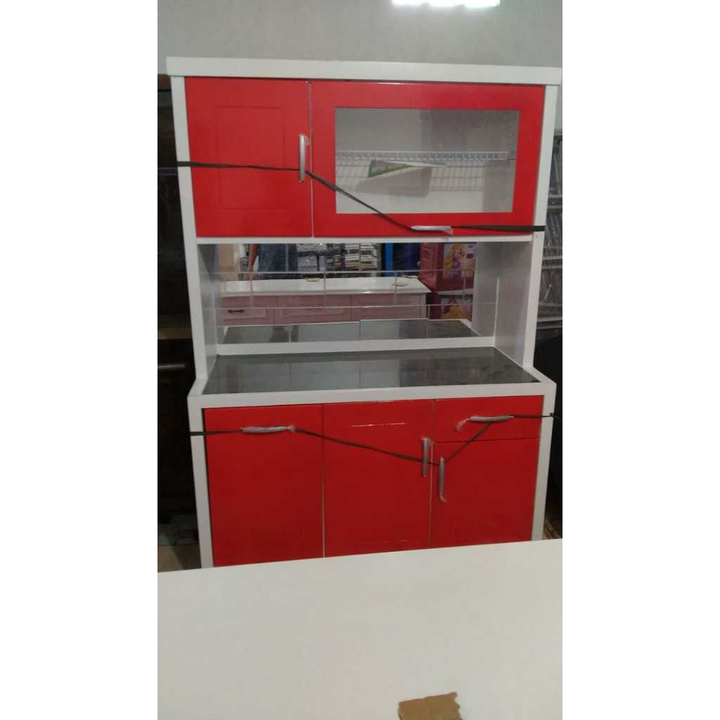 Rak Sayur / Rak piring 3 Pintu Hidrolik Cermin