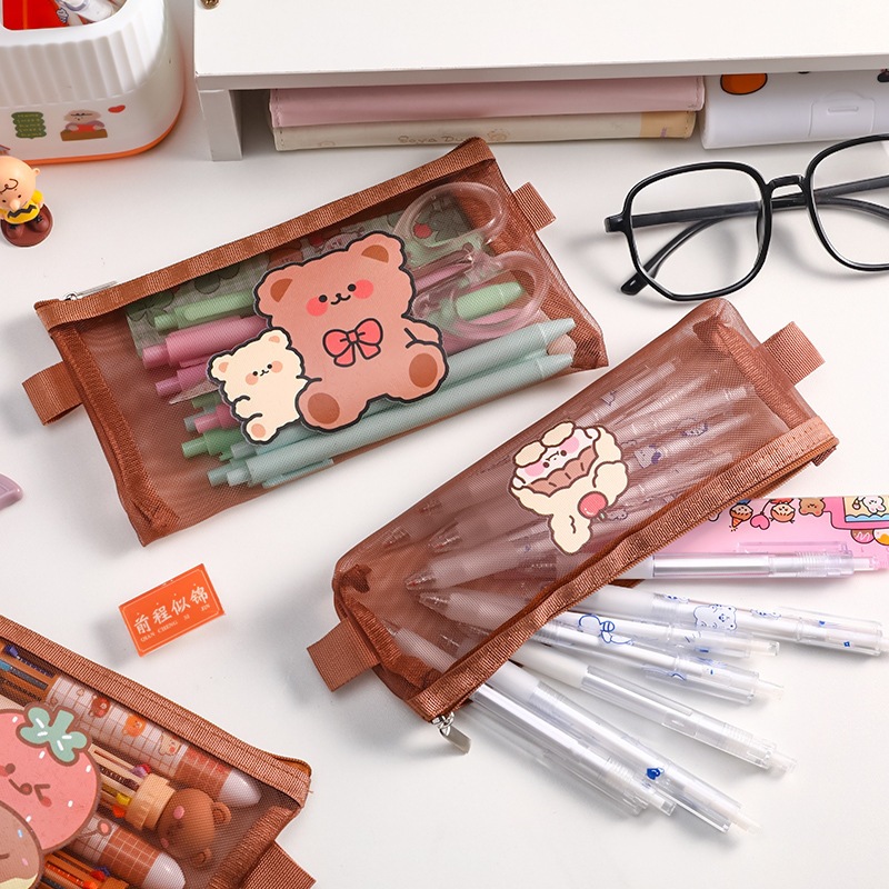 

Anekagrosir - Stationery Tempat Pensil Aesthetic Korean Style Pencil Case Jaring Ukuran Besar Muat Banyak