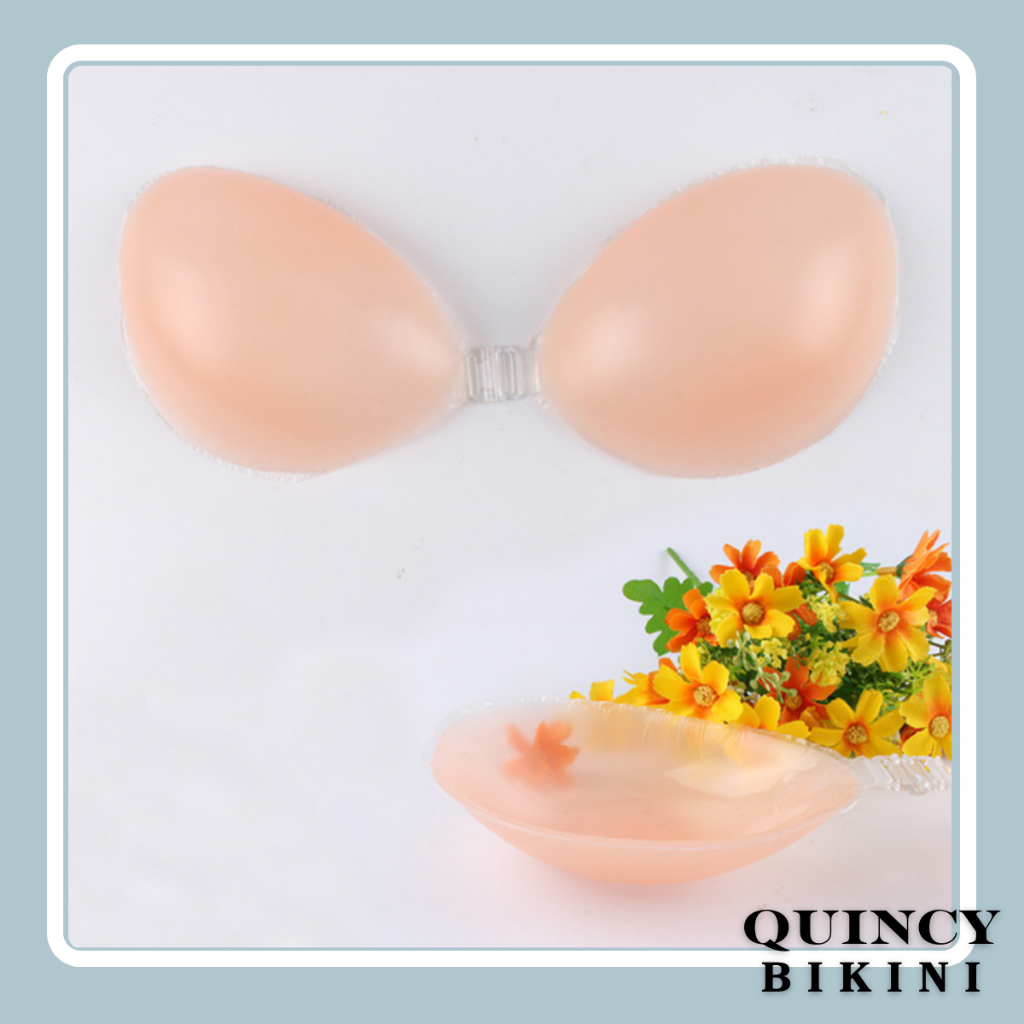 [QUINCY BIKINI] 4009 Swimsuit Silicon Push-Up Bra Tanpa Tali Invisible Push Up Bra Silicon
