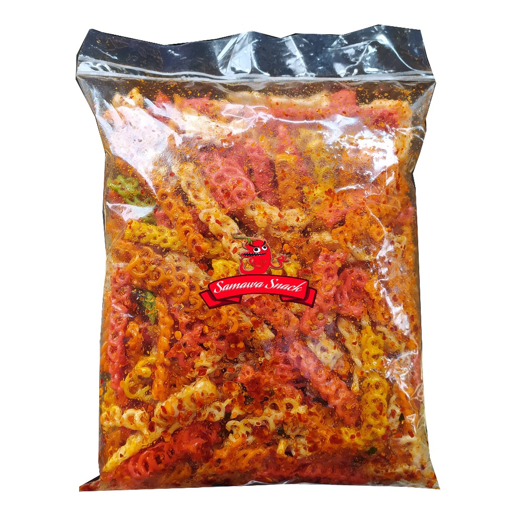 

seblak kerupuk kepang extra pedas gurih daun jeruk isi 250 gram