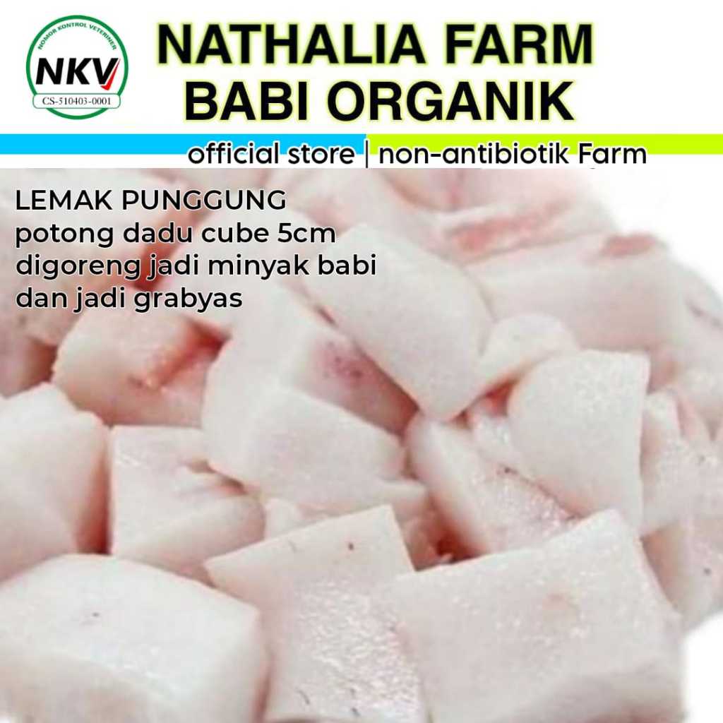 

MINYAK BABI LEMAK PUNGGUNG CUBE BACK FAT CUBE BACKFAT CUBE / daging babi organik nathalia farm organic pork