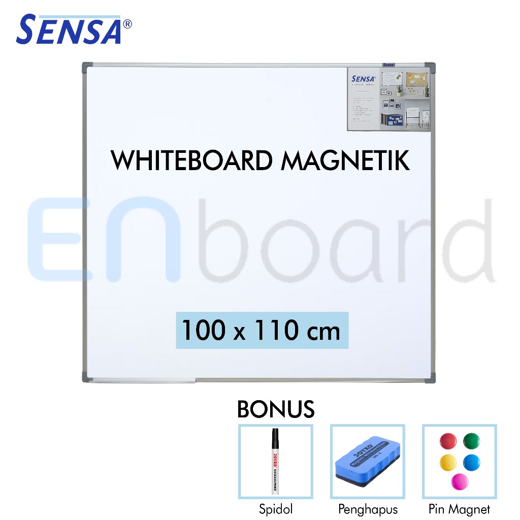

Papan Tulis Whiteboard / White Board Gantung Magnet Single Face Sensa 100 x 110 cm
