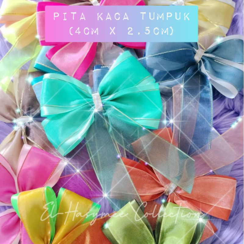 

[1 PCS] Pita Kain Kaca Tumpuk / Pita Kado / Ribbon Ukuran 4 cm x 2,5 cm (L=12cm x P=15cm)