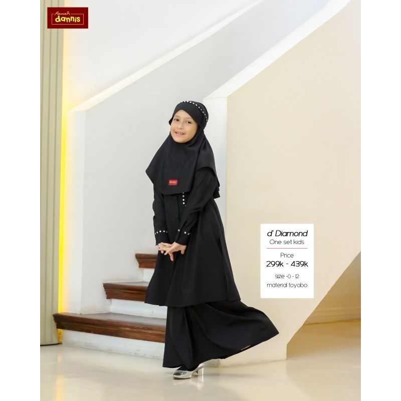 SIZE 1, 5, 6, 10, M, L PROMO MUSLIM ANAK DAN DEWASA SARIMBIT D'DIAMOND BY RUMAH DANNIS WARNA BLACK /