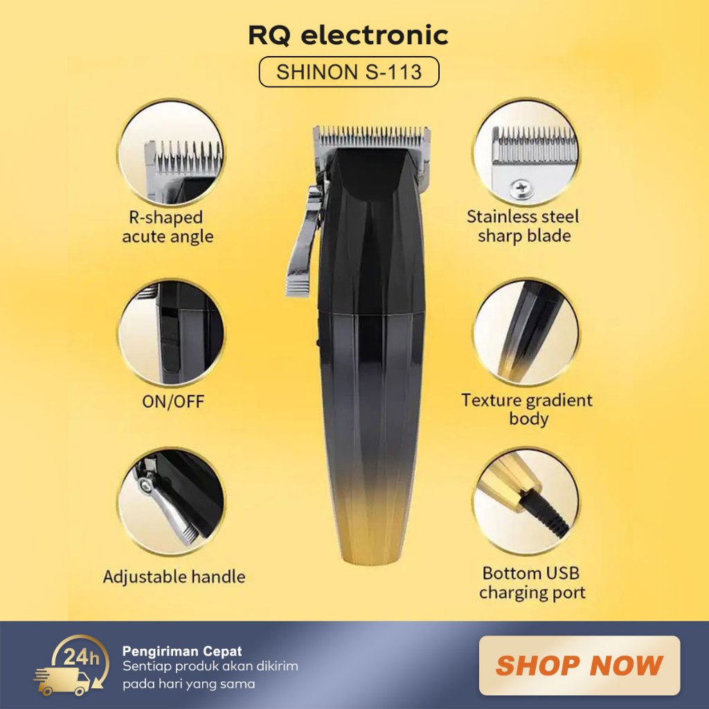Alat Cukur Rambut Nirkabel S-113 Alat Pangkas Rambut Cordless Clipper Barbershop / Alat Cukur Rambut