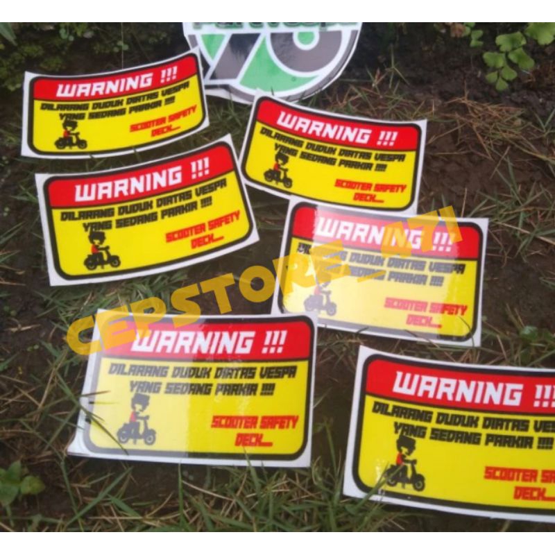 

stiker warning safety deck vespabahan graftic anti luntur