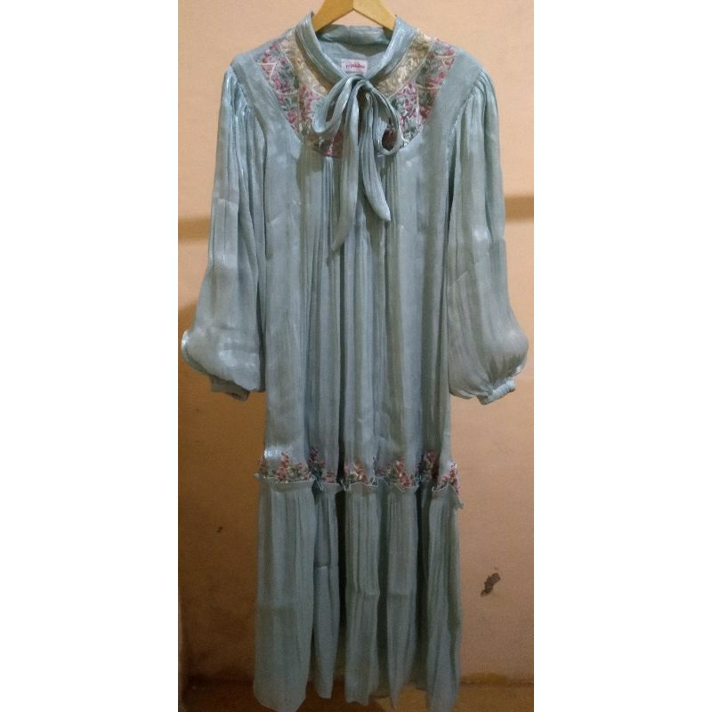 Gamis Shimmer Silk Premium Warna Green Sage