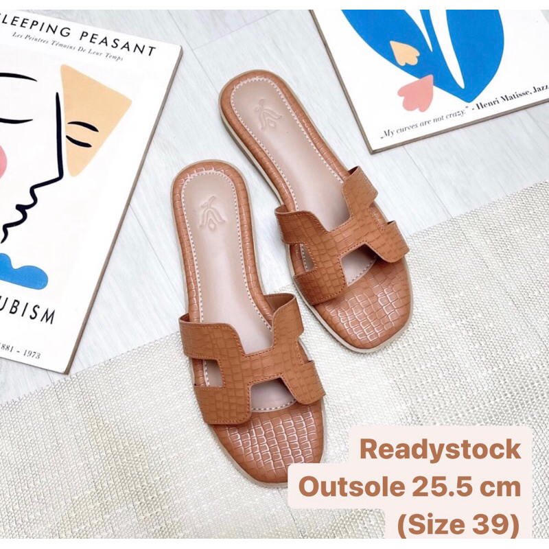 omyka croco size 38 39 sandal flat wanita H