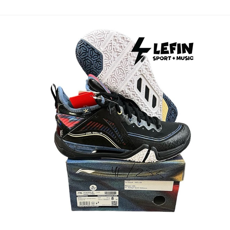 Sepatu Badminton Lining Saga Pro II Black