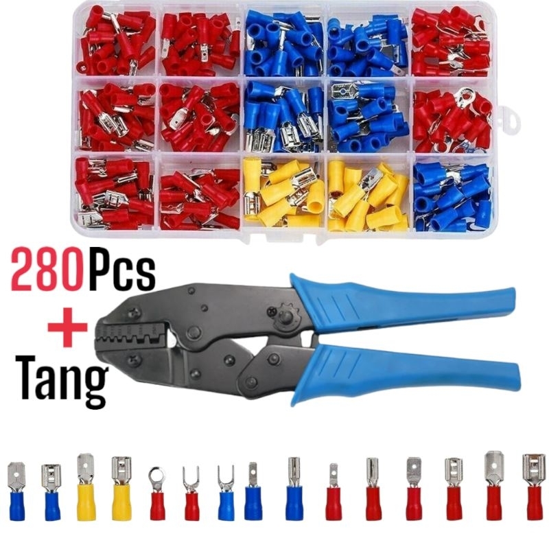 Set Skun Terminal Gepeng Insulated Plus Tang Crimp Connector Male Female Skun Garpu U-Tipe Terminal 