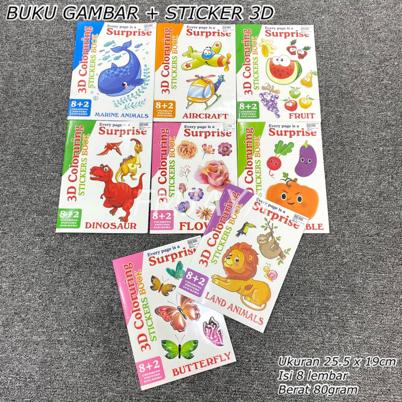 

BUKU GAMBAR + STICKER 3D || COLORING POSTER STICKERS || COLORING STICKER BOOK GDG