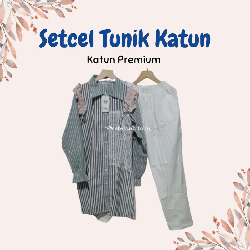 Setelan Celana Tunik Bahan Katun Jepang Original - Setcel Wanita Premium