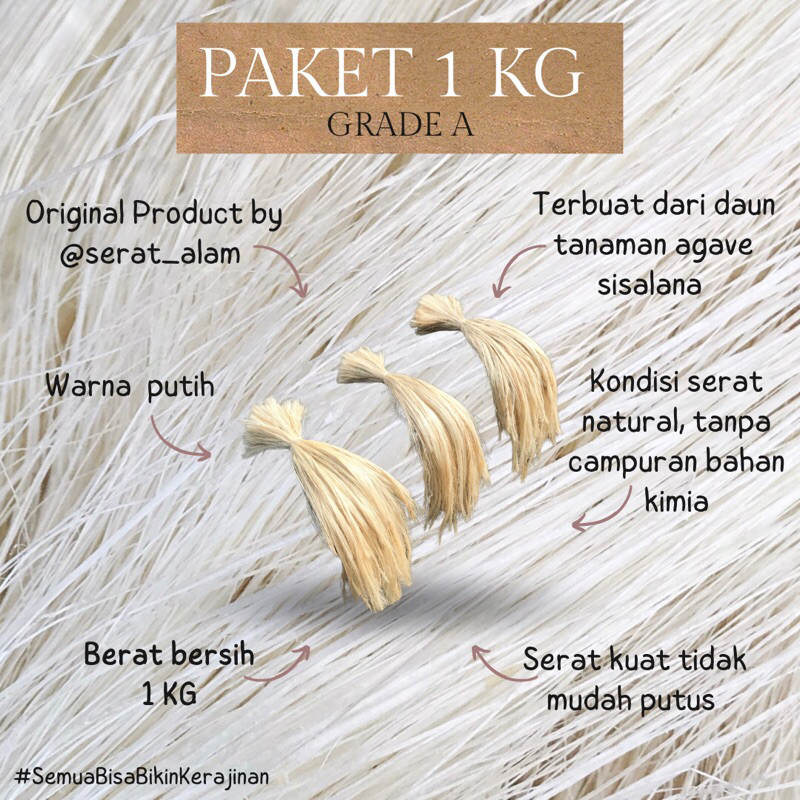 Serat Sisal / Serat Sisalana Agave / Serat Nanas / Agave Sisalana 100% Natural