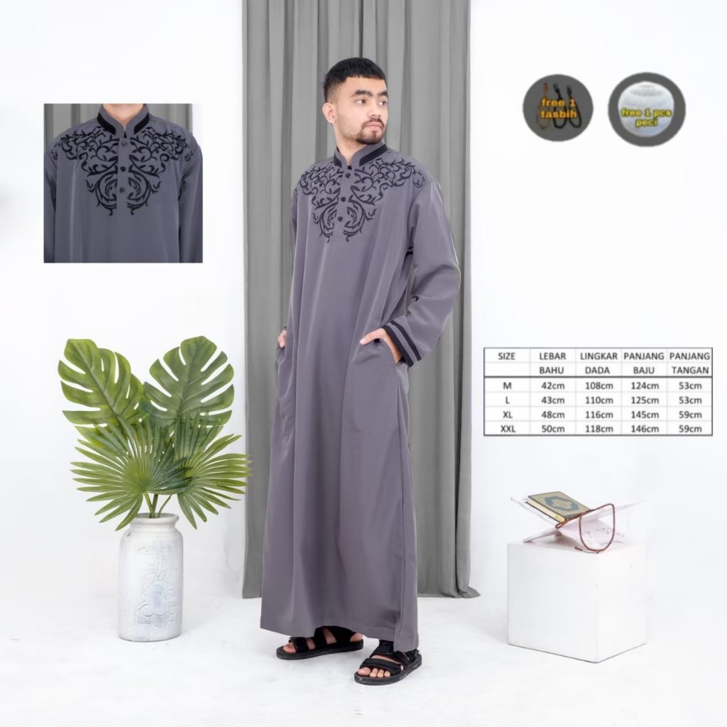 Jubah AL FATAH bordir Gamis bordir Gamis pria Jubah pria bordir hitam