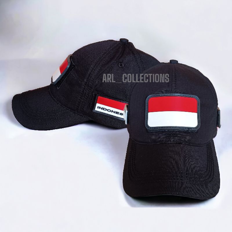 topi tactical bdu bendera merah putih indonesia opal - baseball caps velcro plus 3 patch rubber