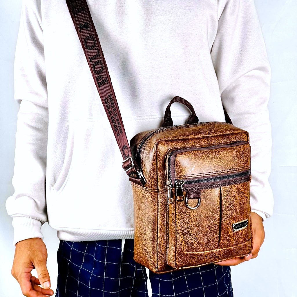 Tas Selempang Kulit PU Polo Amstar 10" Tas Selempang Pria Wanita