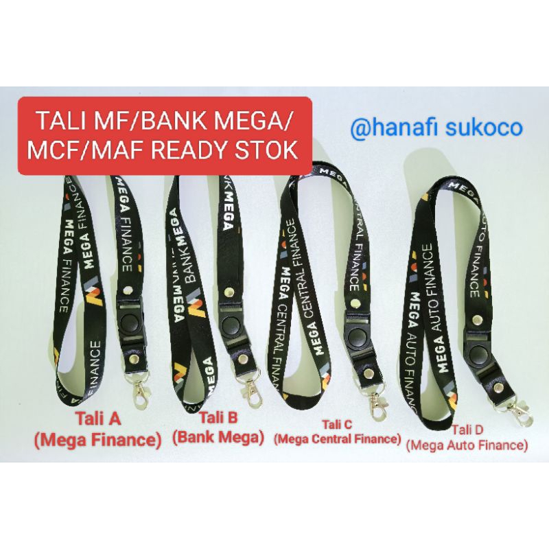 

MEGA FINANCE BANK MEGA MEGA CENTRAL FINANCE MEGA AUTO FINANCE [READY STOK] Tali id card printing satuan MF / Bank Mega / MCF / MAF