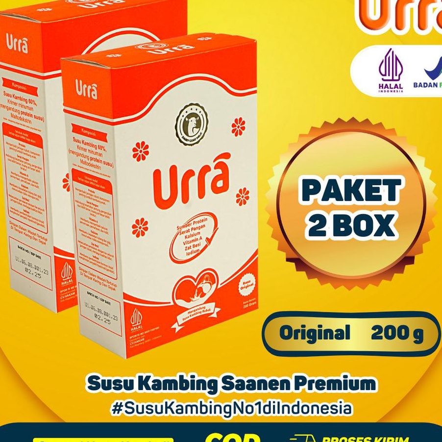 

1111 PAKET 2 BOX SUSU URRA Susu Kambing Saanen Bubuk Premium Anti Prengus Sumber Protein Tinggi Nutrisi dan Kalsium 2gr Halal BPOM