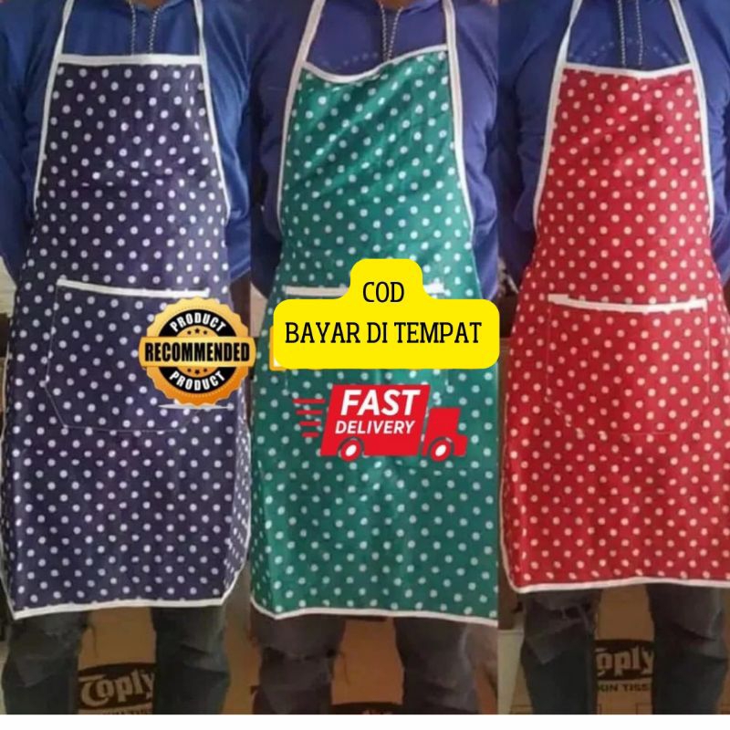 Celemek Apron Masak Polkadot Celmek Clmek Kain Murah