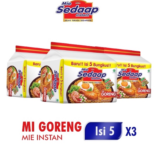 

Terbaru 33 Sedaap Mie Instan Goreng Isi 5 Bag 9 gr x3