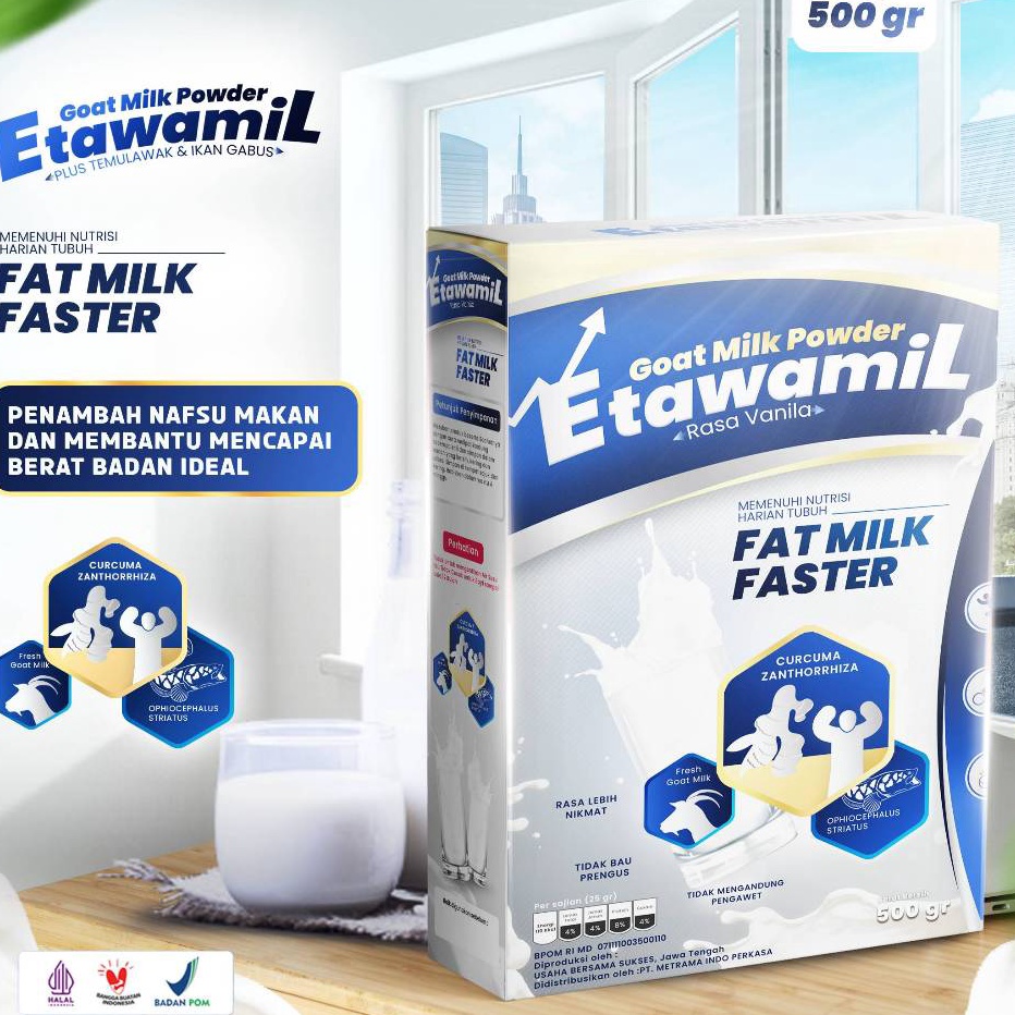 

Stok terbaru ETAWAMIL WEIGHT GAIN Susu Gemuk Penambah Berat Badan Nafsu Makan Halal BPOM 5 gram