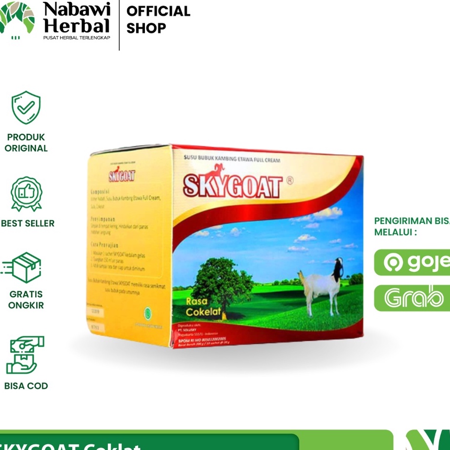 

Free Ongkir SKYGOAT Susu Kambing Etawa Bubuk SKY GOAT Rasa Coklat 1 Box Isi 1 Sachet