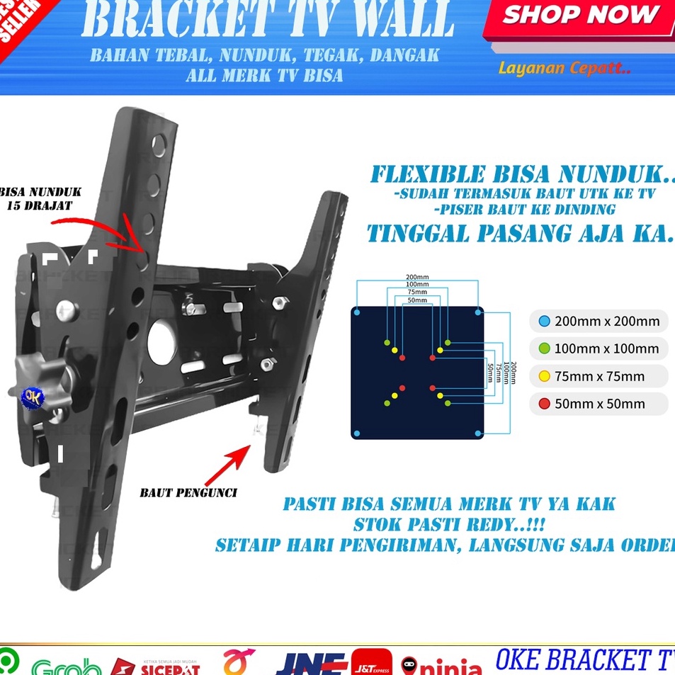 Bracket tv Samsung TCL Cooca LG Sony Sharp 14 22 24 29 32 39 4 42 inch
