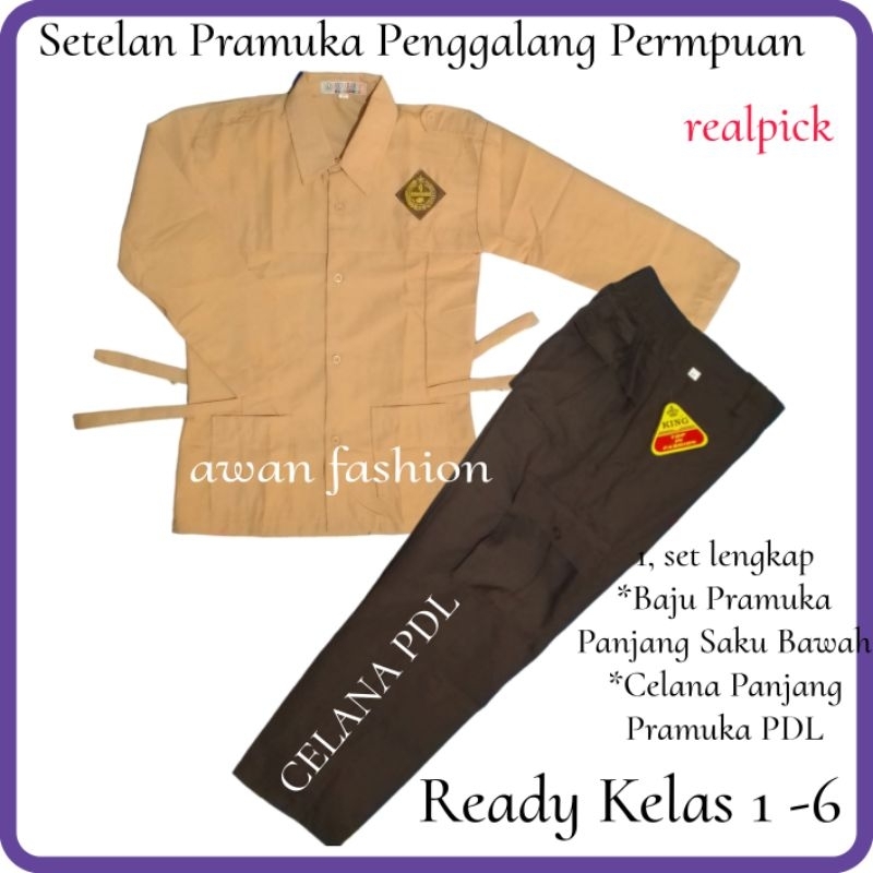 Setelan Pramuka Penggalang Panjang Permpuan Celana PDL Baju saku Bawah